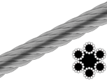 Трос 12 мм стальной оцинкованный ISO 2408 6х12+1FC (бухта 100м)